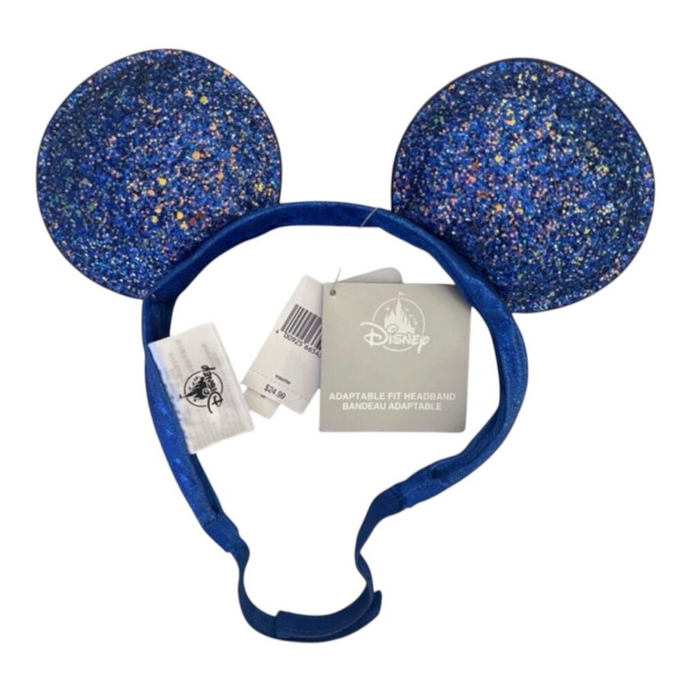 Disney Minnie Mouse Ears | Adaptable Fit Headband | Adult Park Blue Sparkle
